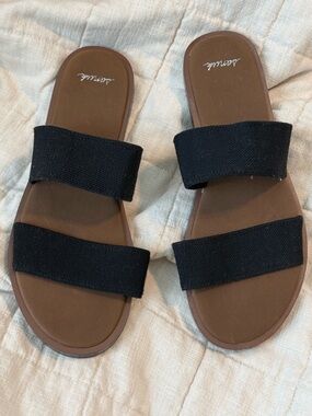 SANUK Women's Double-Strap Slide Sandals - Black